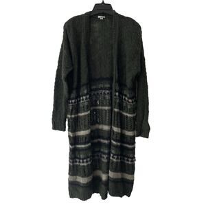 Cottagecore Forest Fairy Long Cardigan XS Green Stripe Knit Boho Festival Grunge